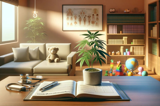 Cannabispflanze auf einem Tisch