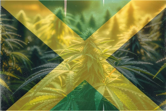 Cannabis und jamaikanische Flagge