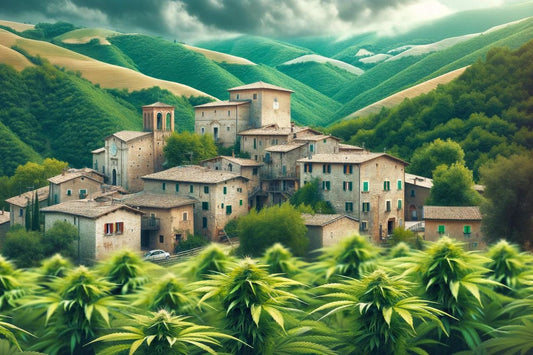 Italienisches Dorf mit Cannabispflanzen