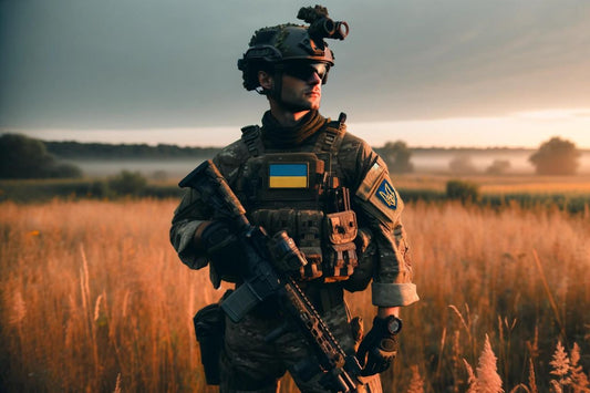 Ukranischer Soldat in voller Kampfmontur