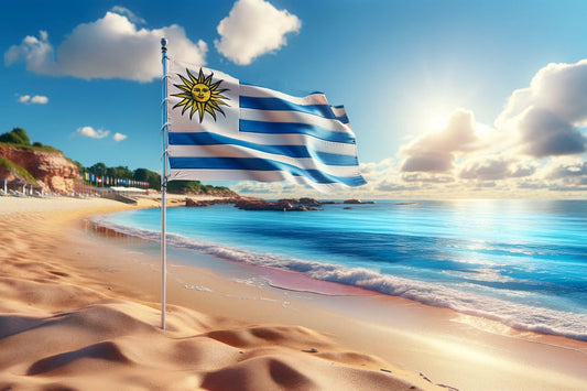 Wehende Flagge von Uruguay