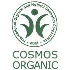 COSMOS Bio-Logo mit grünen und weißen Farben auf schwarzem Hintergrund